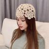 Women Knitting Hat Hollow Crochet Flower Pattern Breathable Handcrafted Hat Outdoor Work Street Wear