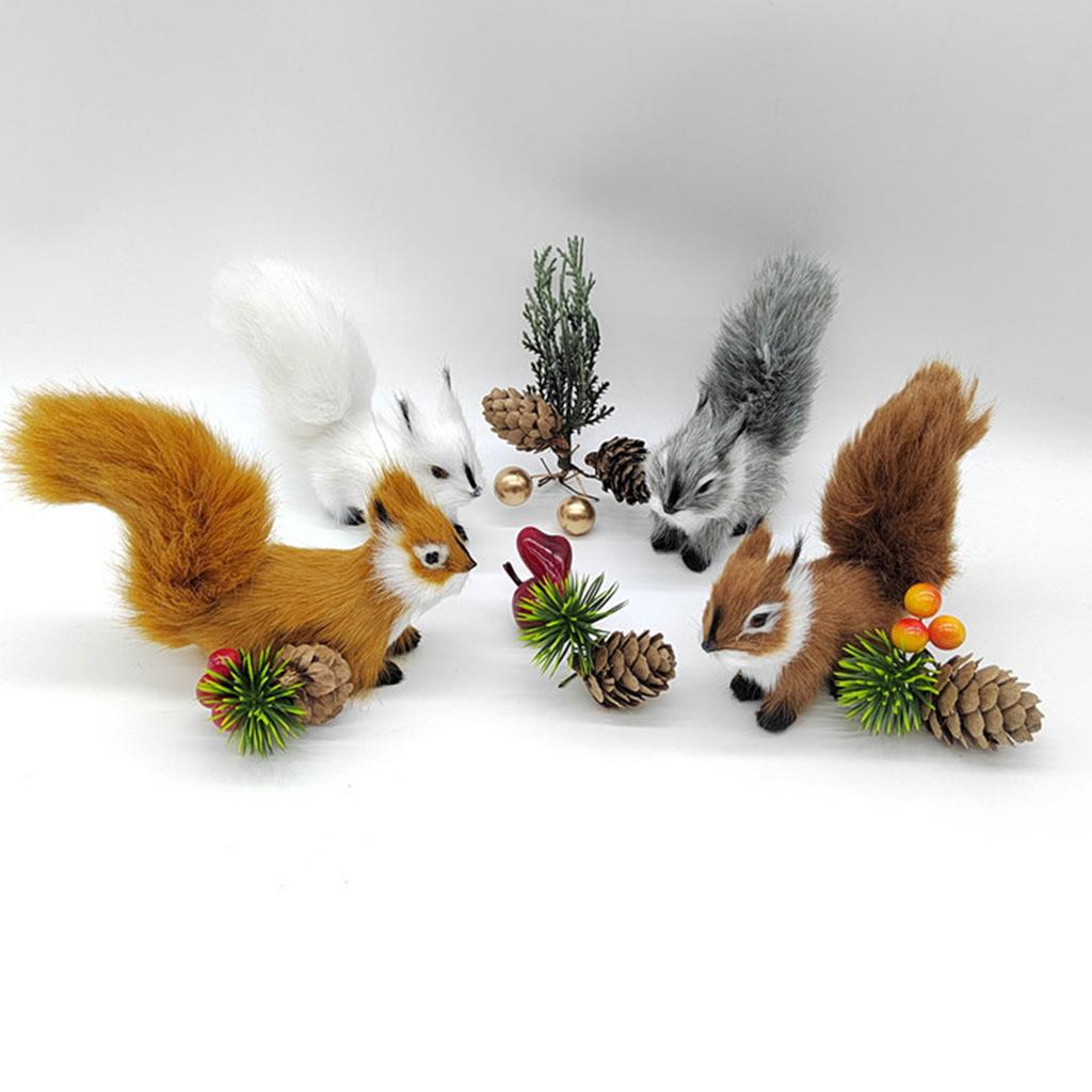 Realistic Squirrels Figurine Simulated Stuffed Plush Figure Animal Sculpture Perfect Addition To Christmas Table Decor