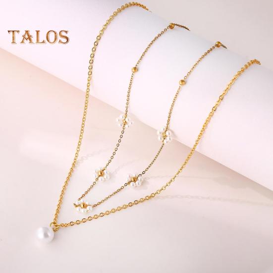 Золотое ожерелье из искусственного жемчуга, позолоченное многослойное ожерелье, цветочный дизайн, колье из искусственного жемчуга, ювелирные изделия, подарки на свадьбы, вечеринки