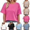 Women's Fashionable And Casual Loose Solid Color Round Neck Short Sleeved Fringed T-Shirt Top