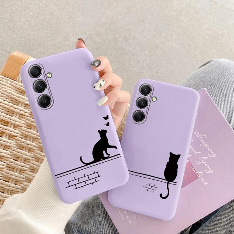 Мягкий силиконовый чехол Butterfly Cat для Xiaomi Redmi Note 13 Pro 13C 14 Samsung A35 A55 M35 S24 Huawei Honor 200 iPhone Camera Защитный противоударный чехол