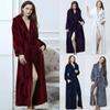 Couple Solid Thickened Fala Fleece Bathrobe Robe Pajamas Waistband Pocket Suit