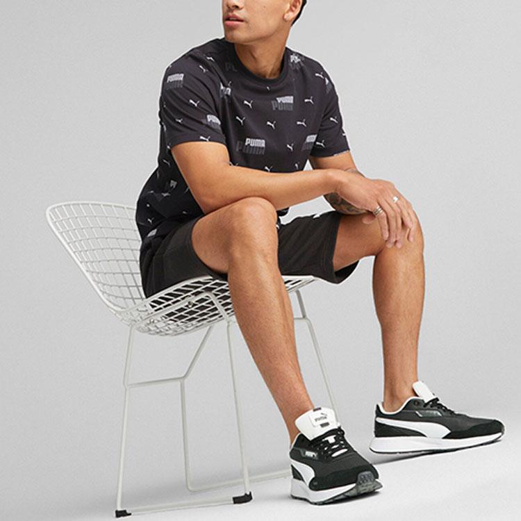 Puma Повседневная спортивная футболка с коротким рукавом и принтом логотипа для мужчин, черная 675681-01