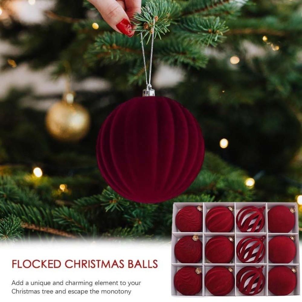 12pcs Plastic Christmas Ornaments Shatterproof Xmas Tree Hanging Balls New Year Celebration