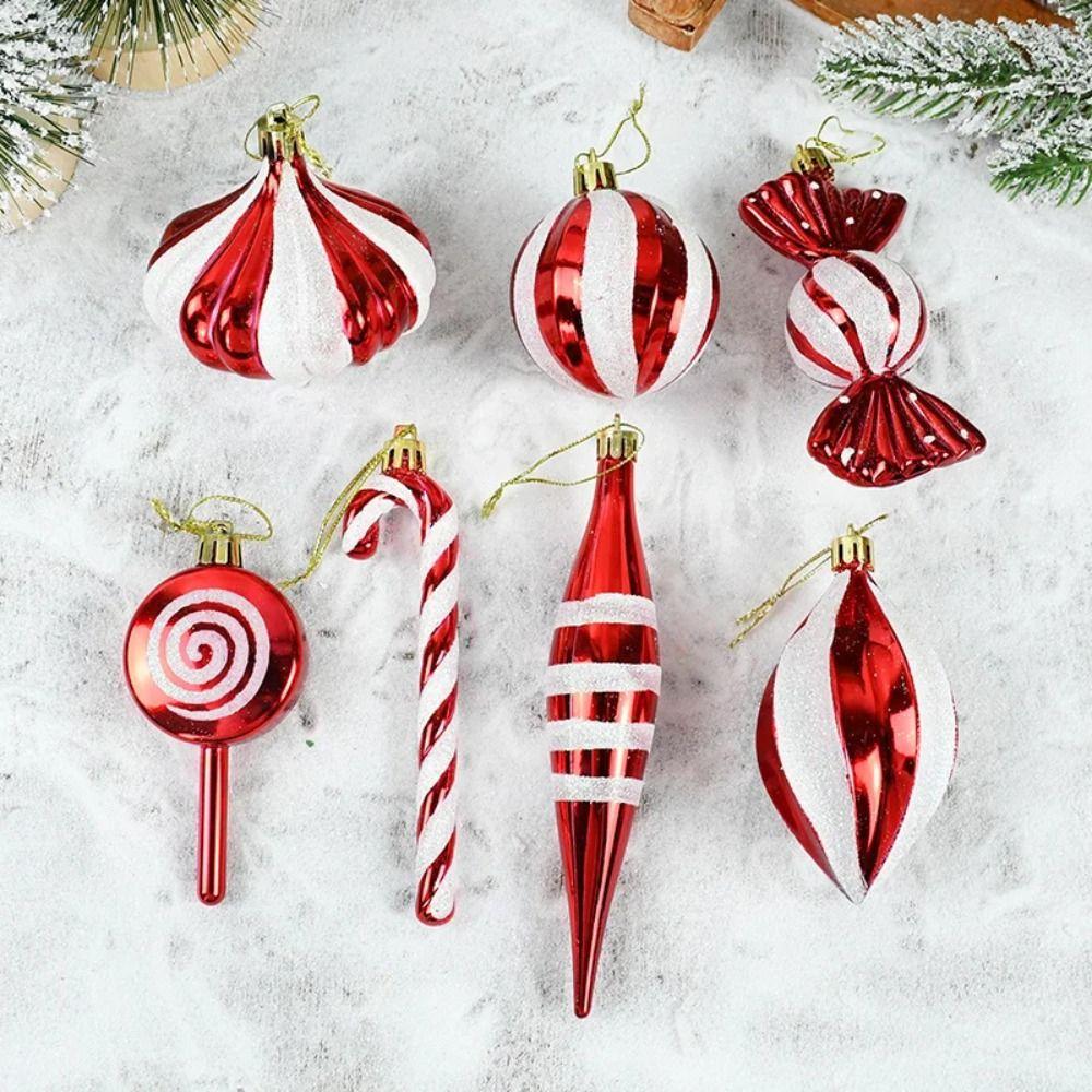 14pcs/set Candy Cane Xmas Tree Hanging Pendants Red Christmas Tree Hanging Ornaments Natal Gift