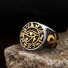 Egyptian Vintage Men Eye of Horus Ring Fashion Stainless Steel Ankh Cross Ring Biker Amulet Jewelry