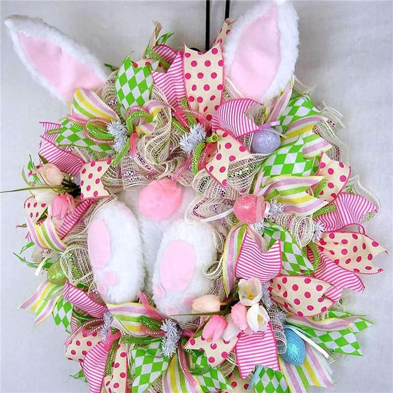 CYCLI-2X Easter Wreaths For Front Door, Wreaths With Bunny Ears, Spring Easter Wreaths Garland Easter Decor