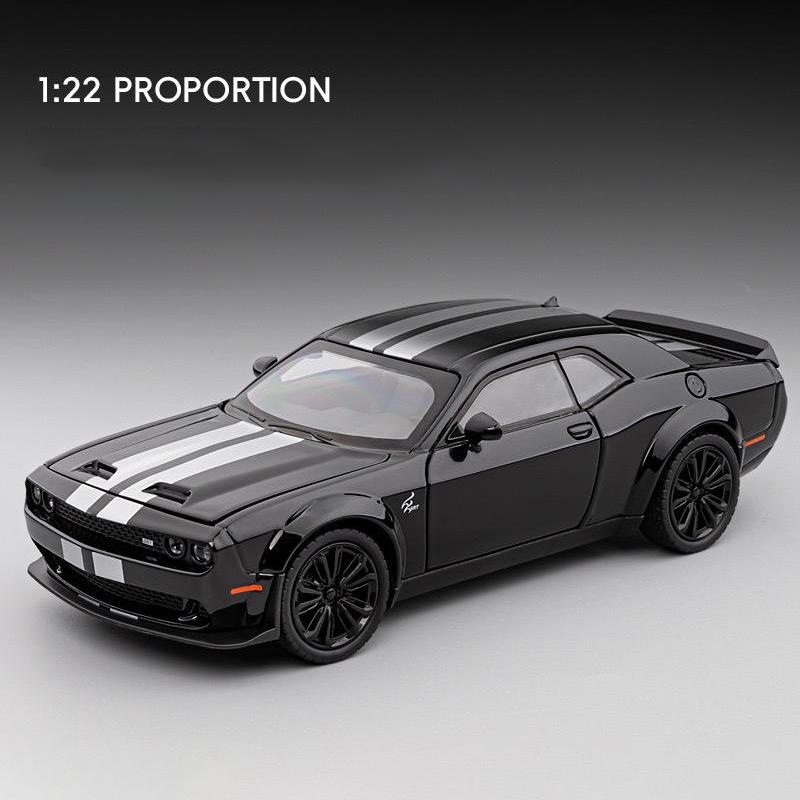 1/22 Dodge Challenger SRT Hellcat Alloy Musle Car Модель литой металлической спортивной машины Модель автомобиля Звук Свет Детская игрушка в подарок