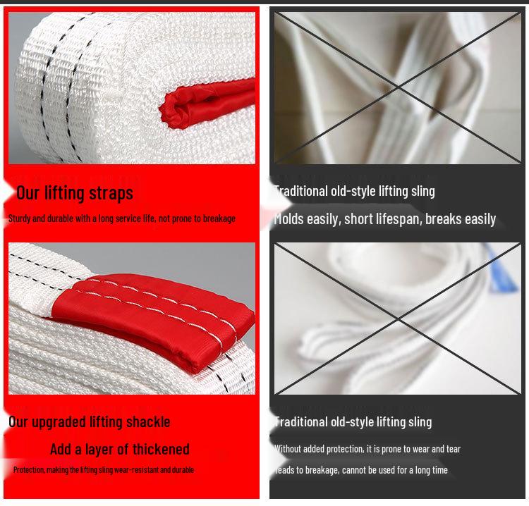 Промышленный белый плоский строп для крана, буксировочный строп, грузоподъемный строп грузоподъемностью 2/3/5/10 тонн, доступен длиной 6/8 метров