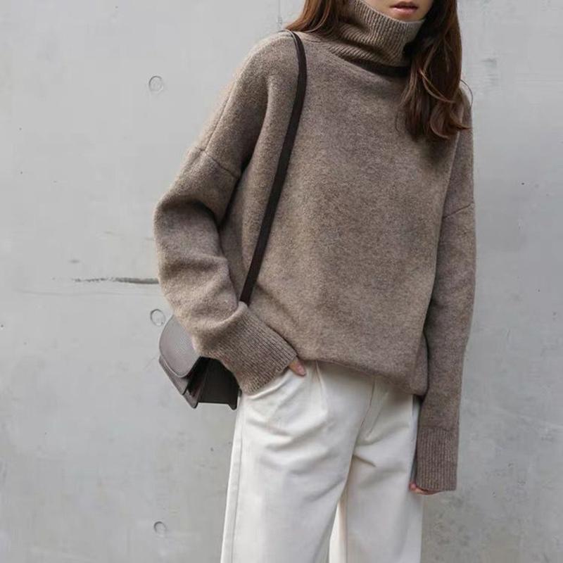 Hirsionsan Cashmere Oversized Turtleneck Knitted Sweater Women Winter Thicken Warm Solid Basic Pullovers Female Casual Soft Long Sleeve Jumper