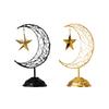Artistic Middle Eastern Iron Moon Star Sculpture With Base Eid Ramadans Hollowout Ornament for Muslims Party Supplies