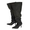 Super Large Tube Circumference High Heel Boots Spice Girl Pointed Head Thin Heel Knee Wide Tube Boots Stacking Boots