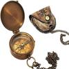 Antique Brass Compass Nautical Pocket Backpacking Compass Leather Case