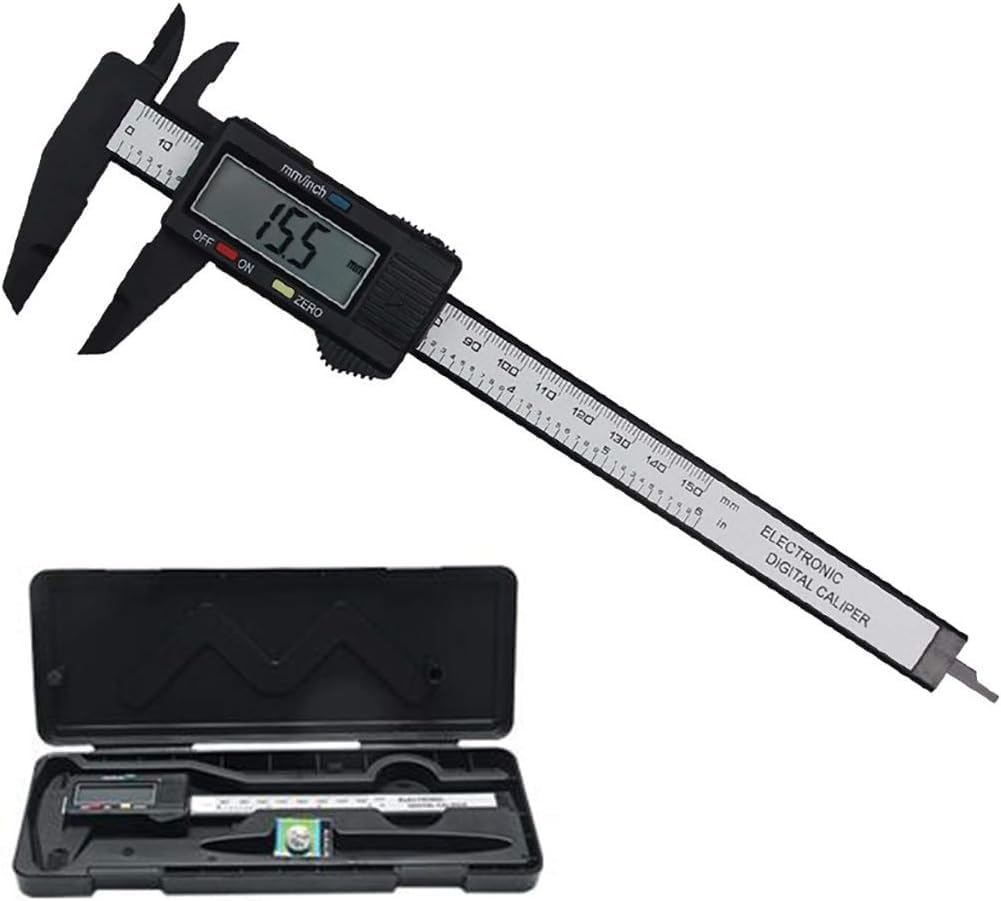 Generic DTY Vernier ABS Carbon Digital Caliper with Storage Case Caliper, 0-150mm, + Fiber, (Black) [Used]