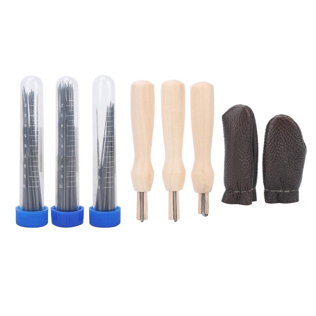Набор игл для валяния Принадлежности для войлока из шерсти с иглами для прокалывания Ящик для хранения Деревянные штампы для пальцев
