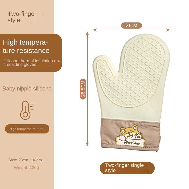 Silicone Heat Insulation Gloves Thickened, Non-slip, High Temperature Oven Gloves Baking and Scalding Kitchen Hand Clamps