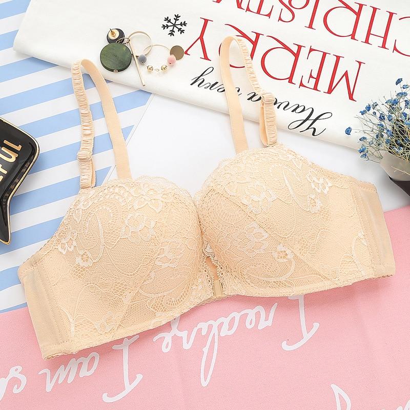 Events Women Lace Floral Wireless Bras Front Closure Lingerie Bralette Adjusted Push Up Bra