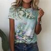Summer Women 3D Floral Plants Printing T-Shirt Fashion Tops Tees Ladies Casual Short Sleeve Clothing