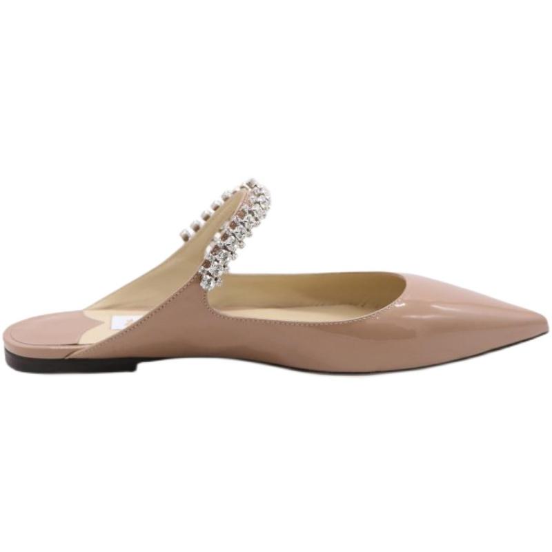 Острые туфли Muller со стразами на плоской подошве из лакированной кожи, женская обувь на мелком французском высоком каблуке, тапочки