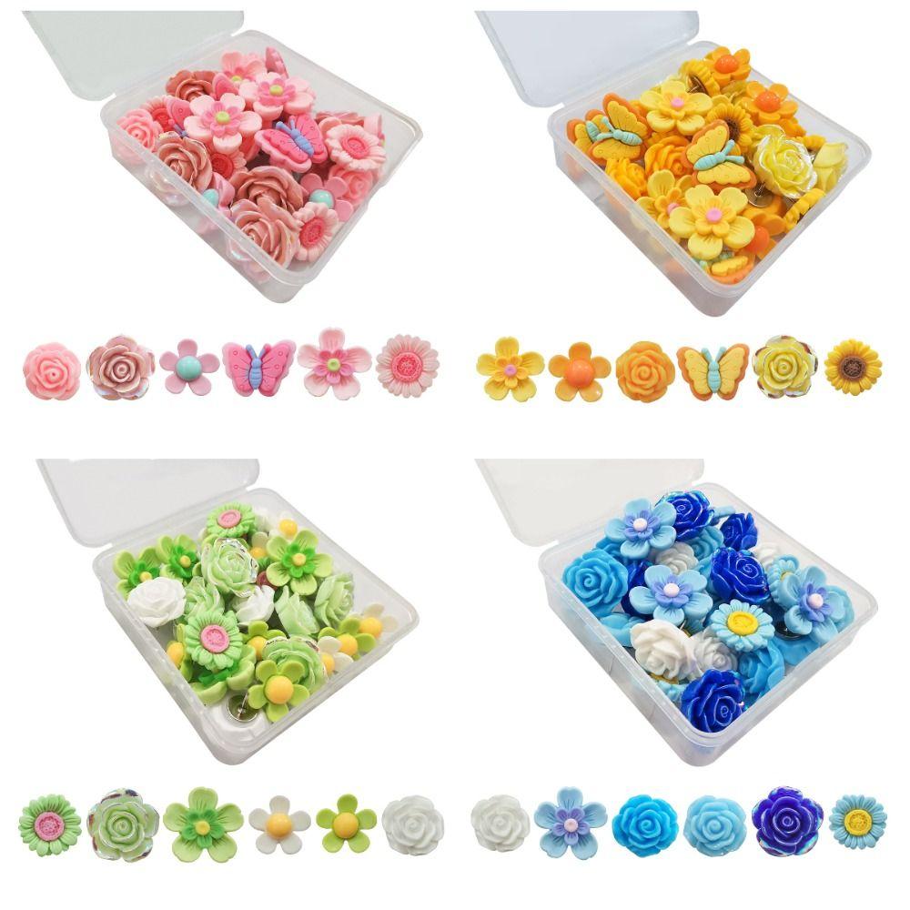 30Pcs 3D Butterfly Push Pins Creative Thumb Tacks Durable Flower Pushpins Corkboard