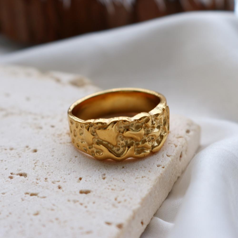 Винтажное золотого цвета самородок, уникальное кольцо из нержавеющей стали в стиле панк для женщин и мужчин, эстетическое ювелирное изделие, подарок, кольца для старейшин, новый тренд 2022 года