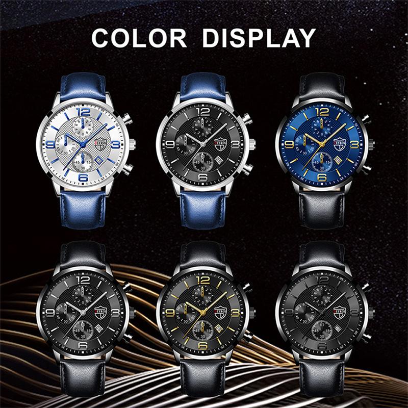 Роскошные модные мужские часы мужские деловые кожаные кварцевые наручные часы мужские спортивные часы-браслет календарь дата часы