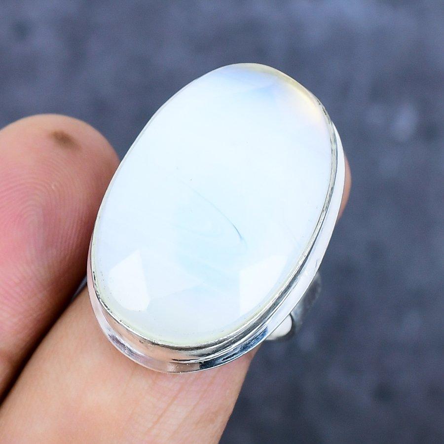 Milky Opal Gemstone 925 Sterling Silver Jewelry Ring Size 8.5