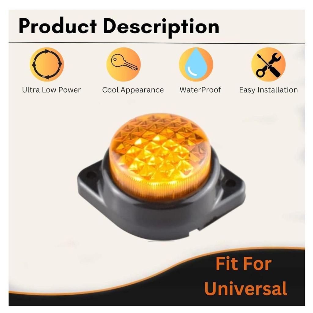 18PCS LED Trailer Marker Lights 12V Waterproof Amber Chicken Lights Universal Side Clearance Lamps for Semi Truck Freightliner Cargo