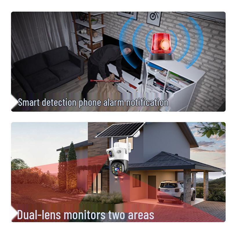 4G Солнечная Двухобъективная PTZ Уличная Водонепроницаемая Камера с Возможностью Автономной Работы