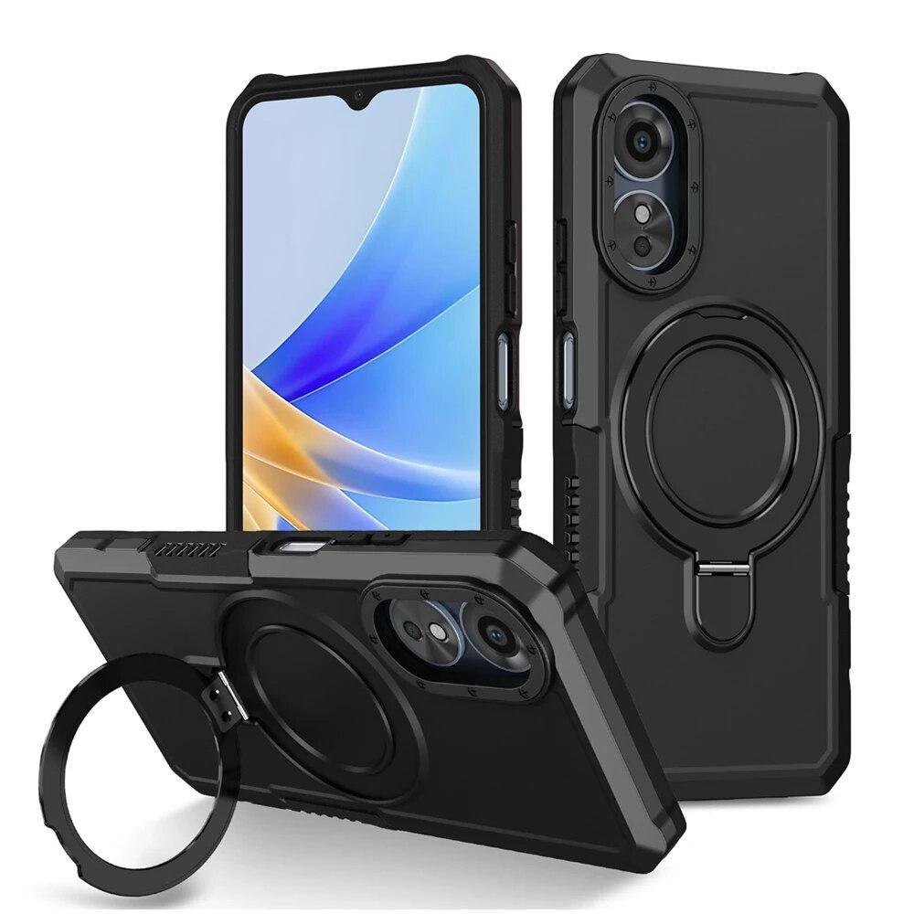 KEYSION Противоударный чехол для OPPO A17 A17K A78 A58 4G Силиконовый + ПК с металлическим кольцом-подставкой, чехол для телефона OPPO A5S A12 A54 A55 A74 A95