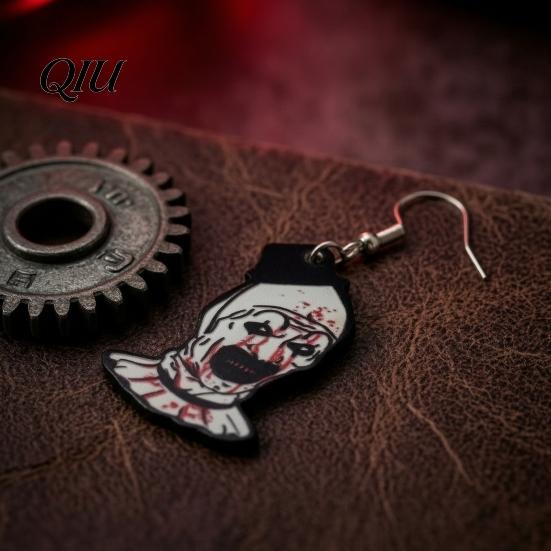 Creepy Clown Theme Accessories 1 Pair Halloween Dangle Drop Earrings for Women, Scary Blood Unique Party Favors Acrylic Earrings, Creative Punk