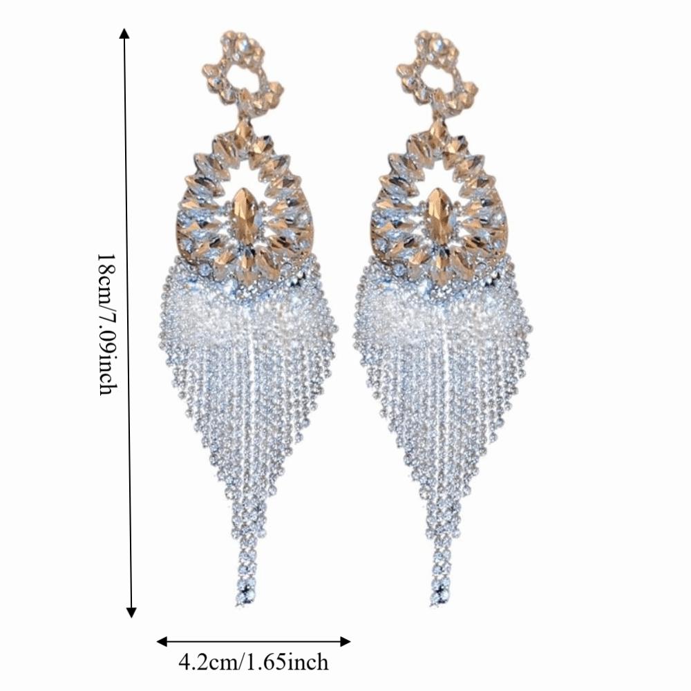 1 Pair Fashion Long Tassel Dangle Earrings Bling Bling Exaggerated Earrings Banquet