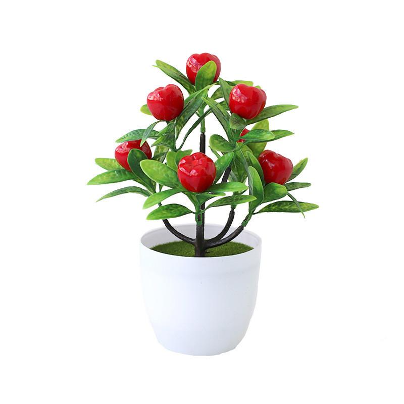 Plastic Simulated Lemon Peach Strawberry Fruit Tree Artificial Potted