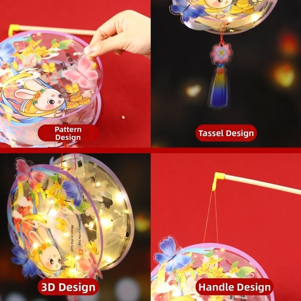 LED Glowing Handheld Rabbit Lantern Transparent Light-Up Bunny Lantern Party Decoration