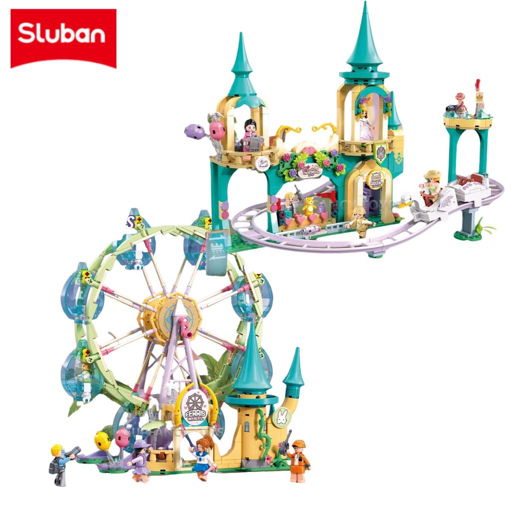 Latest Pink Dream Princess World Amusement Park Ferris Wheel Castle Model Construction Blocks Educational Toys For Girls Birthday Present