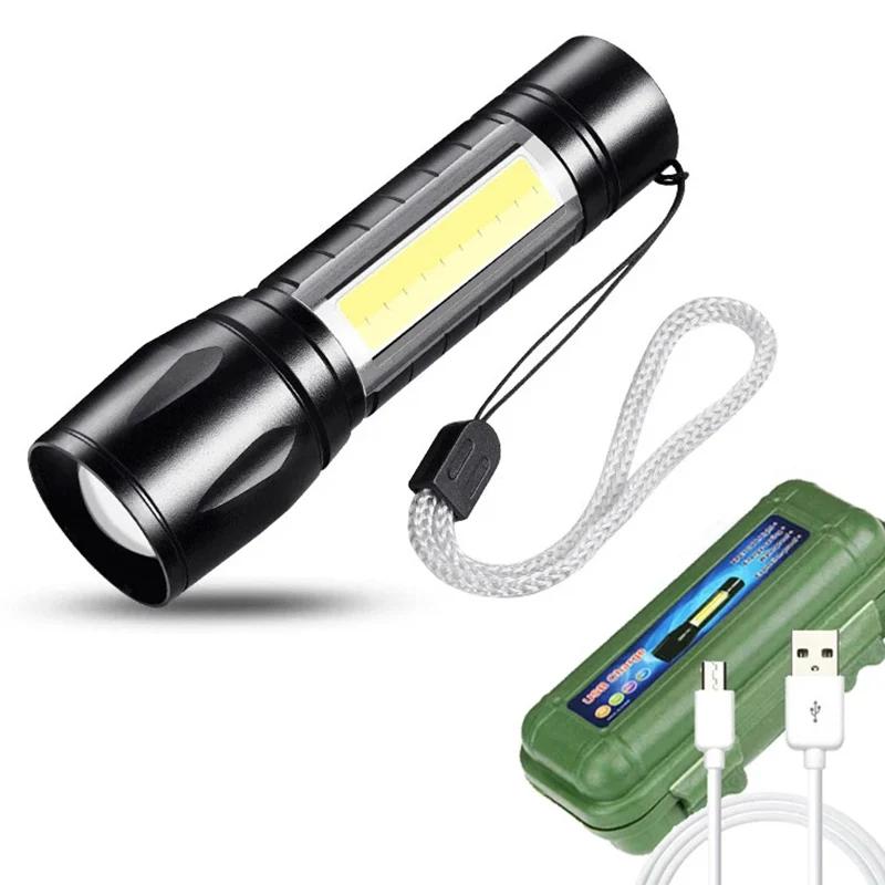 3 F350 LED Mini Flashlight Powerful Type-C Rechargeable 18350 Battery Torch SST20 2000LM Lamp with Tail Magnet Tactical Lantern