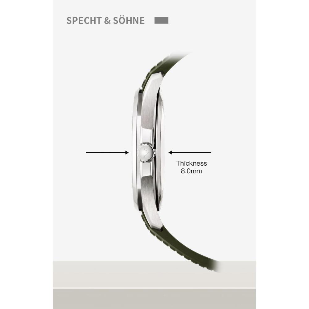 Specht & Söhne New 40.8MM Men's Watches Ultrathin Steel Rubber Strap Japan Quartz Movt Wristwatch Sapphire Crystal Waterproof