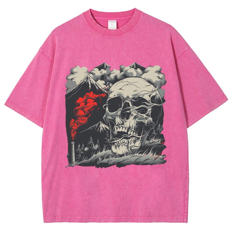 Женская футболка с принтом черепа в стиле High Street Trend, свободного покроя, с коротким рукавом, в американском стиле, винтажный топ