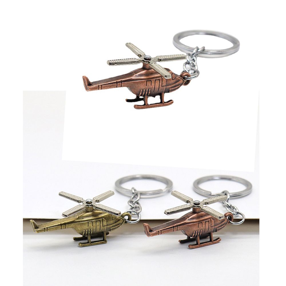 Spiral Leaf Brass Helicopter Keychain Metal Copper Pendant Helicopter Keyring Backpack Pendant