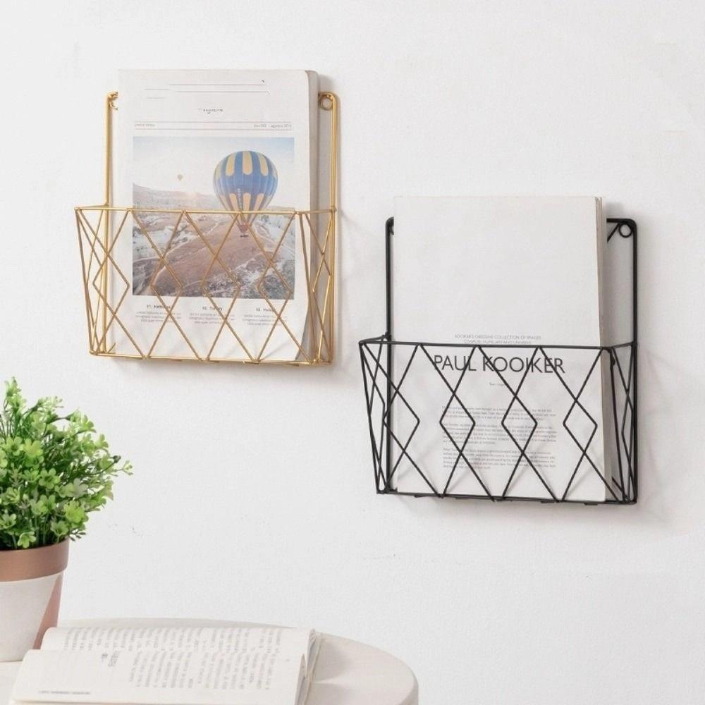 Wall Mounted Book Newspaper Storage Rack Metal Magazine Holder Tabletop Display Stand  for Home