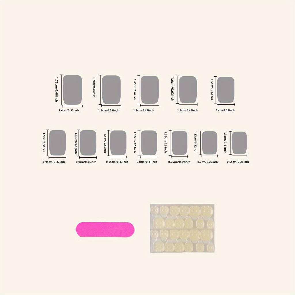 24pcs Pink Square Short Press On Nails with Matte Heart and Polka Dot Patterns - Full Cover Acrylic Stick On Nails for Women