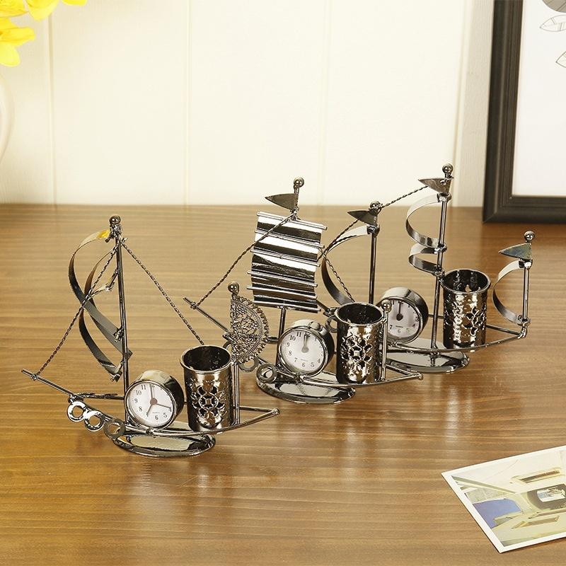 1 шт. Креативные железные художественные часы для рукоделия, держатель для ручек в парусном стиле, многофункциональное украшение для гостиной, студент