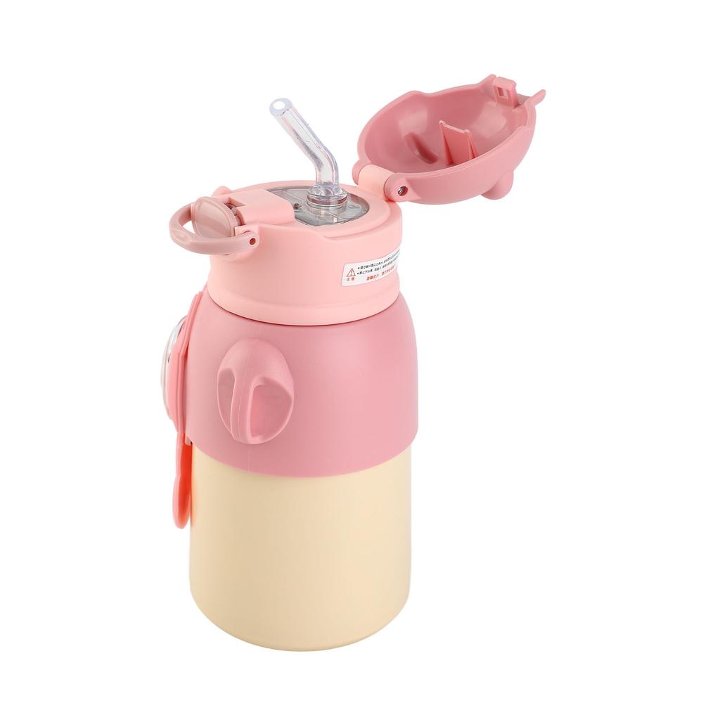 Kids Insulated Water Bottle Cartoon Cute Stainless Steel Water Flask With Straw and Strap for