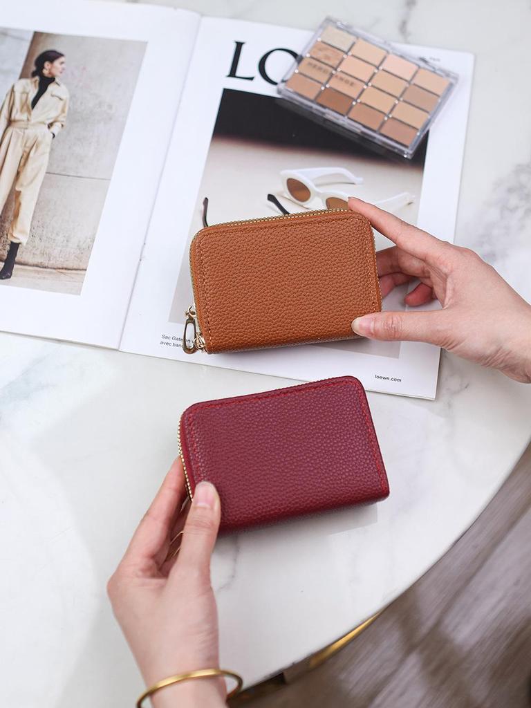 Double Layer Accordion Zipper Wallet: Women's Multifunctional Solid Color Coin Purse