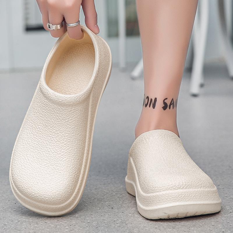 Men Chef Shoes Man Summer Beach Slippers Water Proof Oil Proof Kitchen Shoes Non Slip Garden Clogs Hotel Work Shoe EVA Sandal