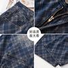 American retro plaid wide-leg jeans women's autumn new fashionable high-waisted and thin washed floor trousers