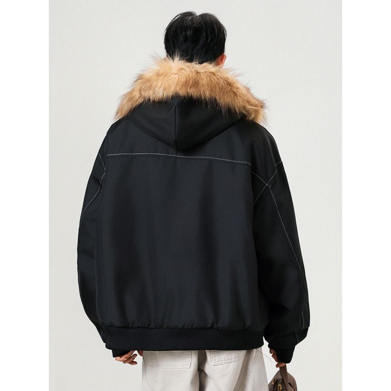 Wassup Fur Collar Mountain Carving Jacket for Men, Winter 2026 New Style, Fleece-Lined, Warm, Cold-Proof, Thickened Parka Coat