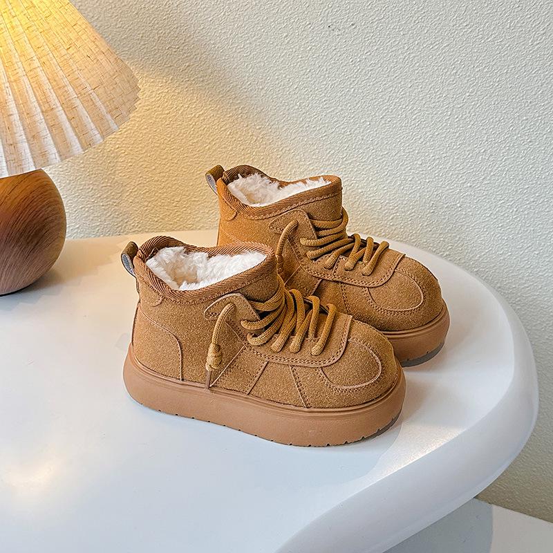 2025 Зимние плюшевые утепленные детские сноубутсы - Теплые, Универсальные, Нескользящие, Хлопковые ботинки на мягкой подошве
