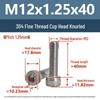 Yigu Fine Thread Knurled Socket Head Screws, 304 Stainless Steel, M3-M12