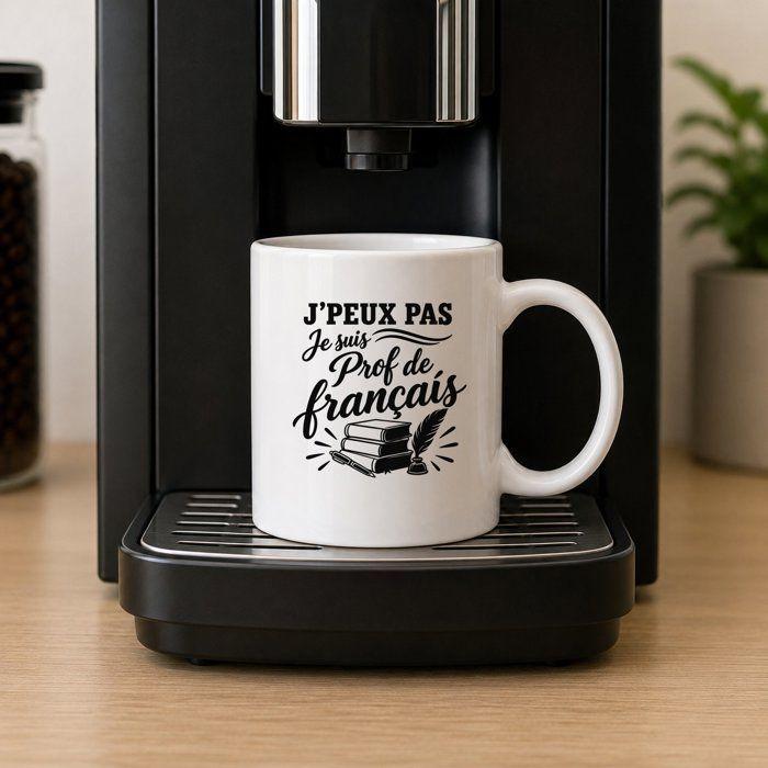 Mug J’peux pas je suis Prof de français J'peux pas minimaliste | Tasse en Céramique 330 ml Recto Verso Passe au Lave-Vaisselle